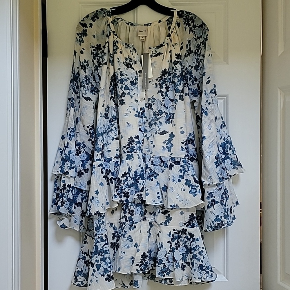 Anthropologie Maeve Long-Sleeve V-Neck Mini Swing Dress - Picture 5 of 11